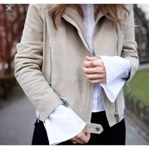 Samsoe samsoe suede leather jacket nude